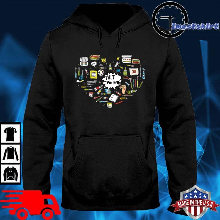 Heart art teacher hoodie den